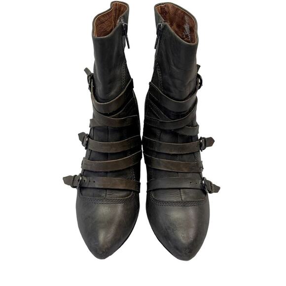Corso Como Shoes Boots Womens 8 Gray Leather Strappy Buckle Punk Ankle - Picture 1 of 10